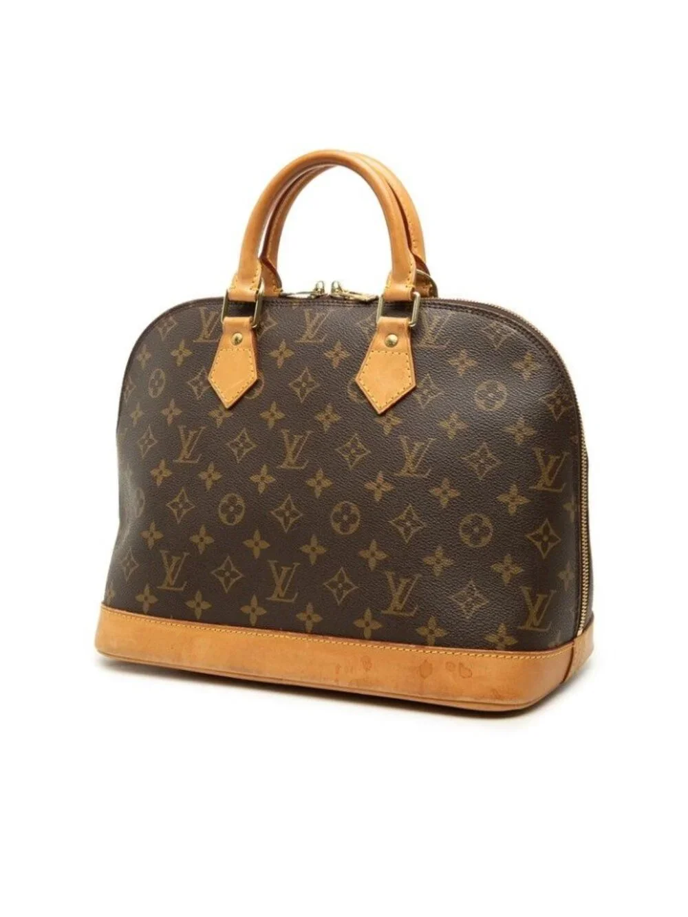 Louis Vuitton Monogram Alma PM Vintage Handbag Brown Leather